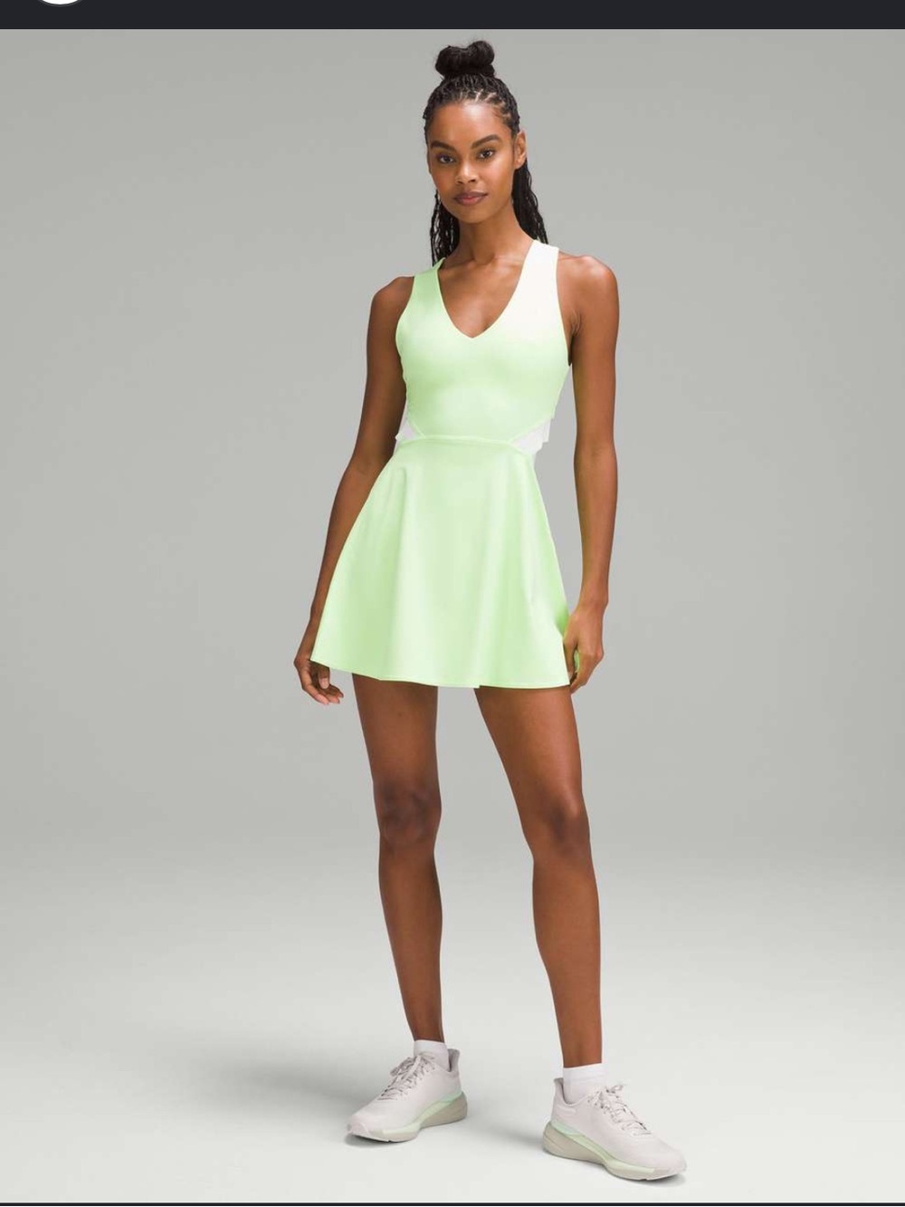 lululemon athletica V‑neck Racerback Tennis Dress — Neon Lime/White